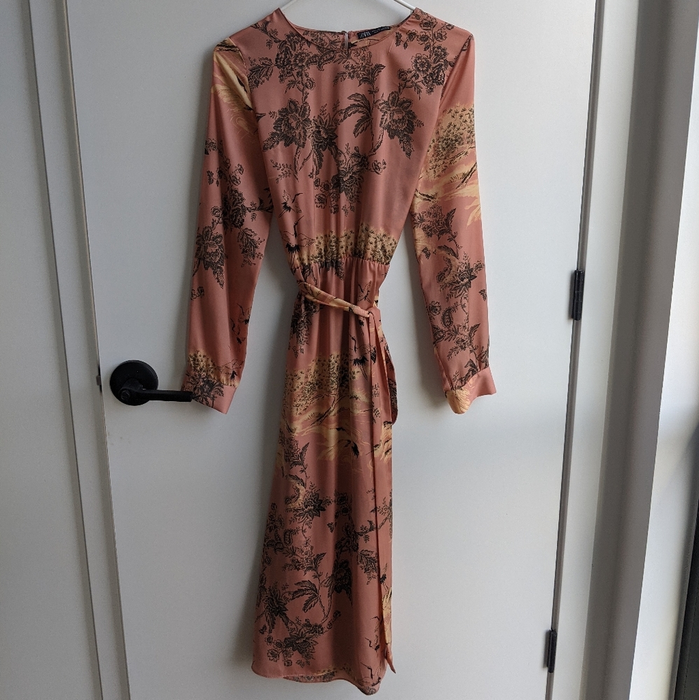 Zara Pale Pink Japanese Crane Dress